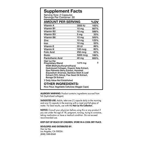 Hair La Vie Revitalizing Blend Hair Vitamins with Biotin, Collagen and Saw Palmetto for Fast Hair Growth for Women and Men - Image 3